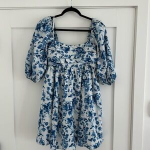 A&F Emerson Poplin Puff Sleeve Mini Dress, Size Small - Like New!